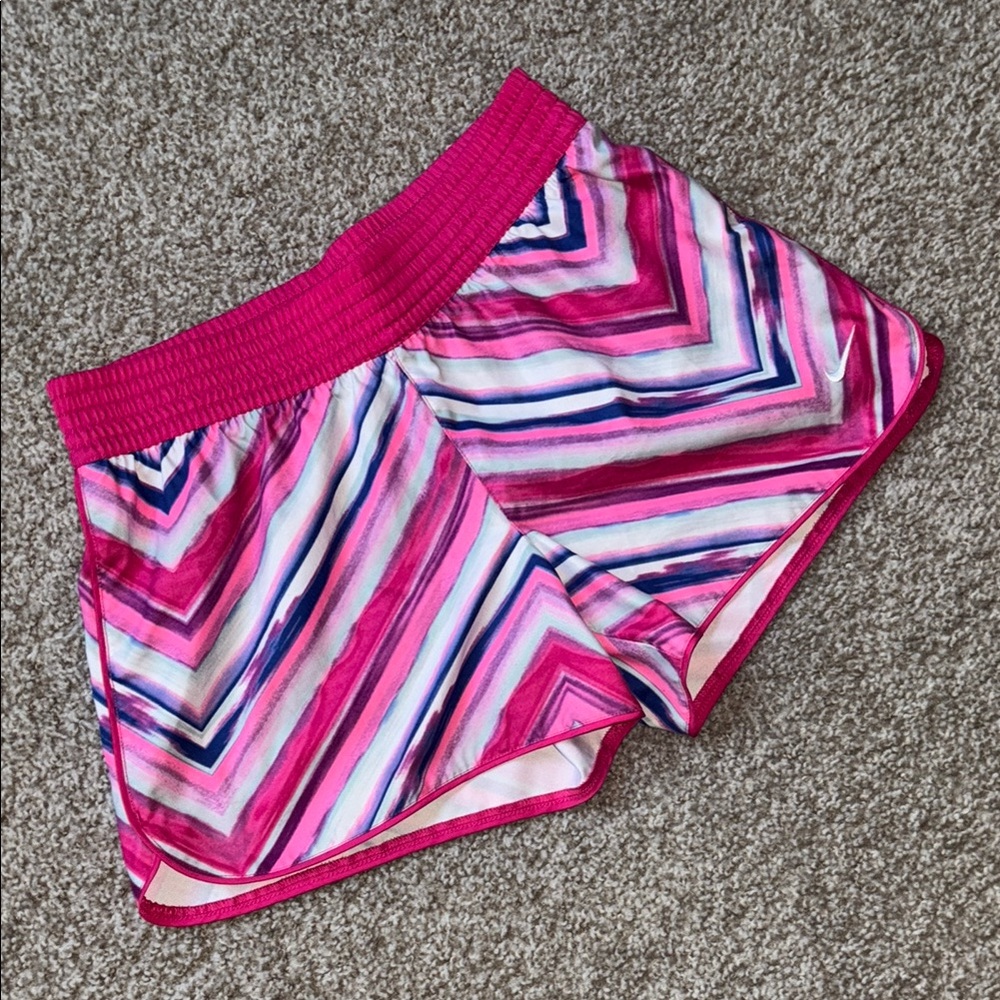 Nike Girls Pink/White/Purple Athletic Shorts Size Youth XL (14/16)